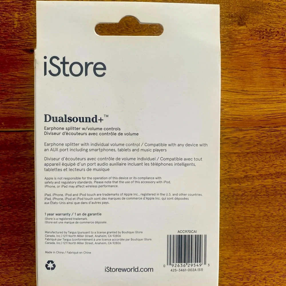 iStore Dualsound+ Earphone Splitter with Volume Controls - ACC970CAI